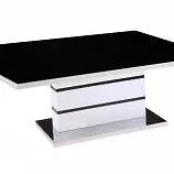 Aldridge High Gloss Coffee Table White with Black Glass Top