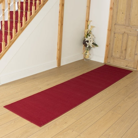Block Hallway Carpet Runner Red