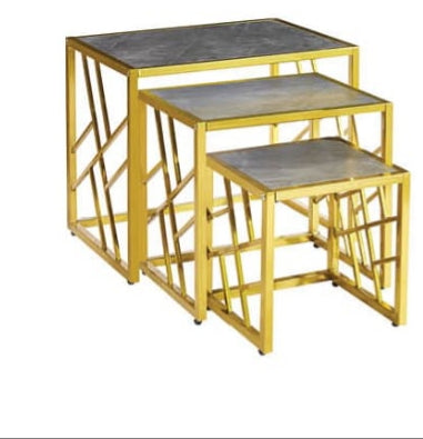 OVAL NEST OF TABLES  Gold Frame