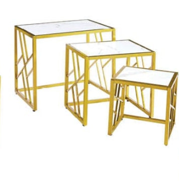 OVAL NEST OF TABLES  Gold Frame