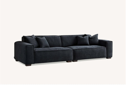 Aluxo Dakota 4 seater with Chaise in Midnight Boucle