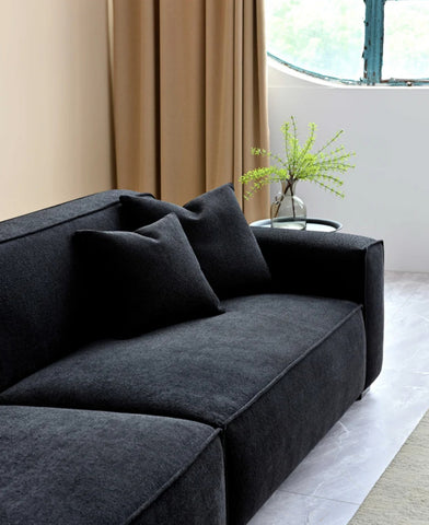 Aluxo Dakota 4 seater with Chaise in Midnight Boucle
