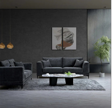 Aluxo Lenox Sofa Range in Steel Velvet