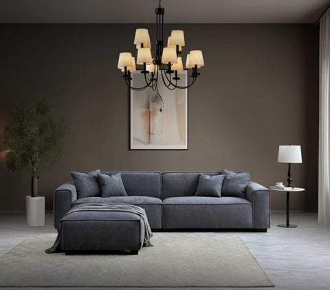 Aluxo Dakota 4 seater with Chaise in Charcoal Boucle