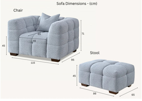 Aluxo Tribeca Sofa Range in Pearl Boucle Fabric