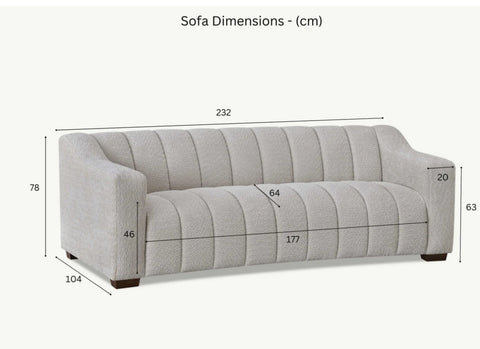 Aluxo Astoria 3 Seater Sofa in Ivory Boucle Fabric