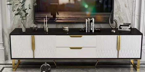 Amal Ribbed Furniture Range - Black, White & Gold