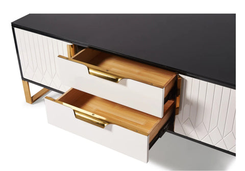Amal Ribbed Furniture Range - Black, White & Gold