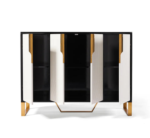 Amal Ribbed Furniture Range - Black, White & Gold