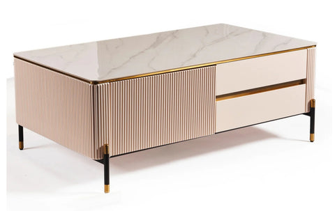 Bella Ribbed Furniture Range - White & Gold