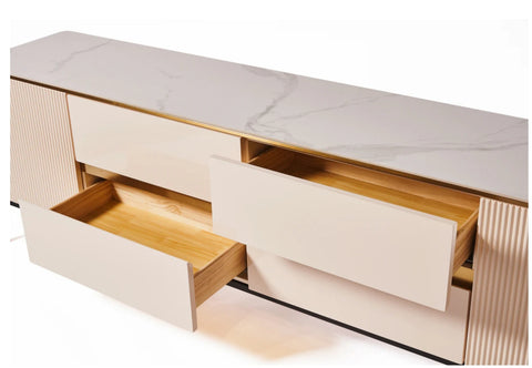 Bella Ribbed Furniture Range - White & Gold