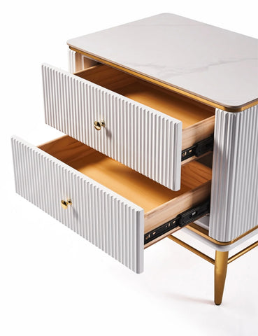 Edena Ribbed Furniture Range - White & Gold