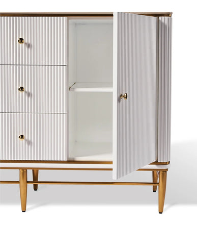 Edena Ribbed Furniture Range - White & Gold