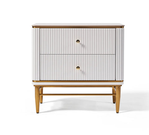 Edena Ribbed Furniture Range - White & Gold