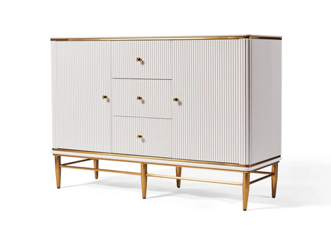 Edena Ribbed Furniture Range - White & Gold