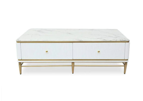 Edena Ribbed Furniture Range - White & Gold