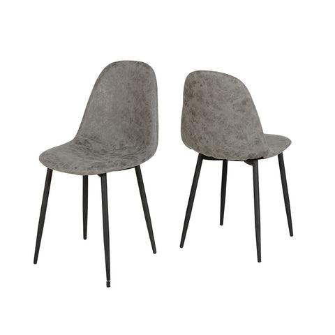 Athens Chair in Grey Faux Leather Box Of 2