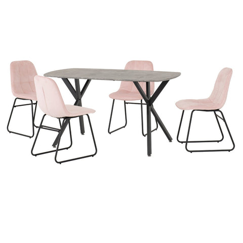 Athens Rectangular Dining Set with Lukas Chairs Concrete Effect