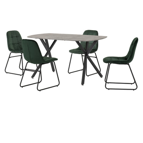 Athens Rectangular Dining Set with Lukas Chairs Concrete Effect