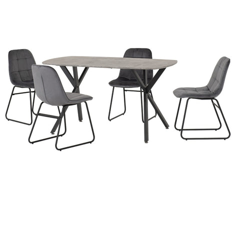 Athens Rectangular Dining Set with Lukas Chairs Concrete Effect