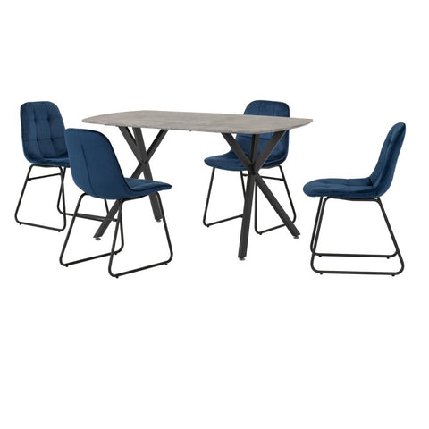 Athens Rectangular Dining Set with Lukas Chairs Concrete Effect