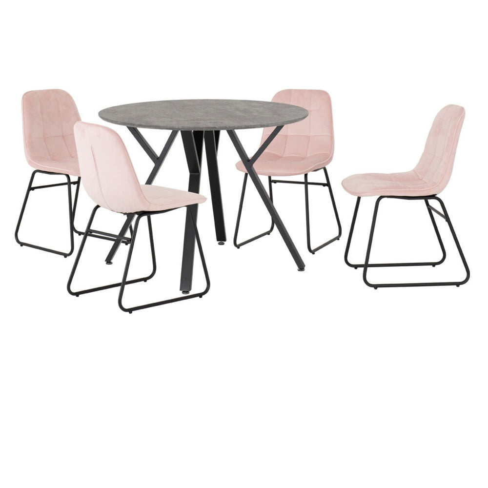 Athens Round Dining Set with Lukas Chairs Concrete Effect