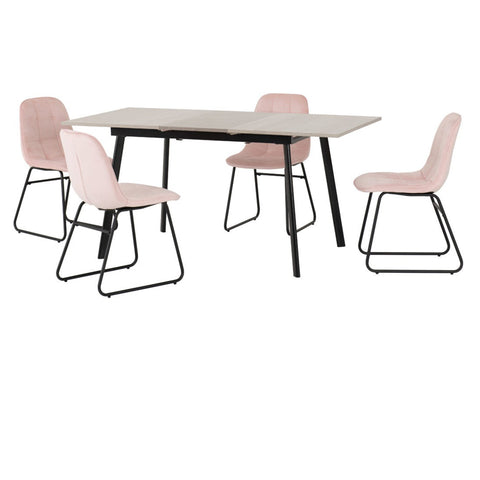Avery Extending Dining Set with Lukas Chairs Concrete/Grey Oak Effect