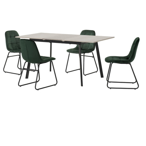 Avery Extending Dining Set with Lukas Chairs Concrete/Grey Oak Effect