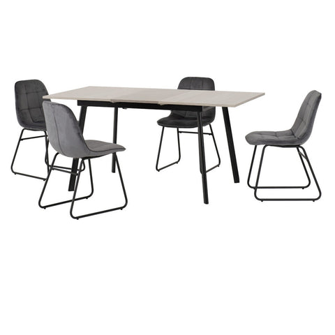 Avery Extending Dining Set with Lukas Chairs Concrete/Grey Oak Effect