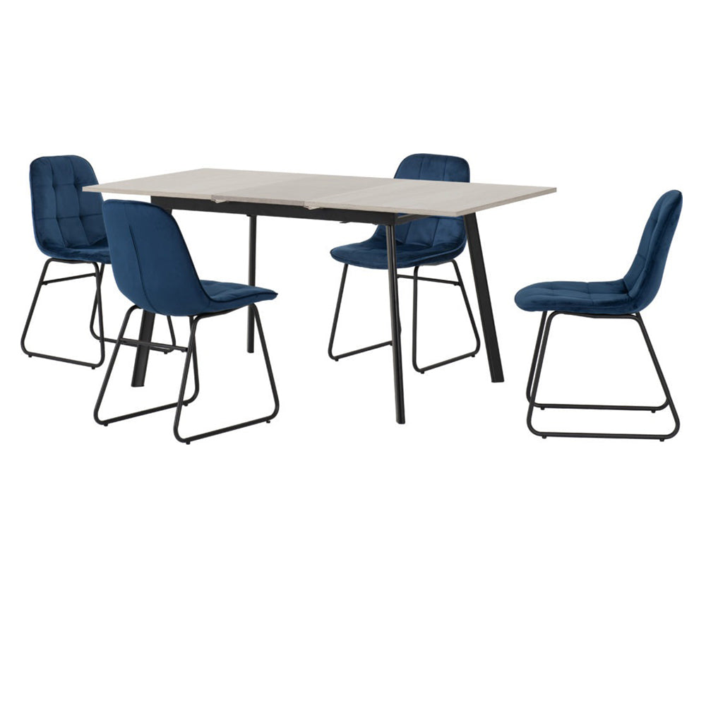 Avery Extending Dining Set with Lukas Chairs Concrete/Grey Oak Effect