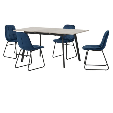 Avery Extending Dining Set with Lukas Chairs Concrete/Grey Oak Effect