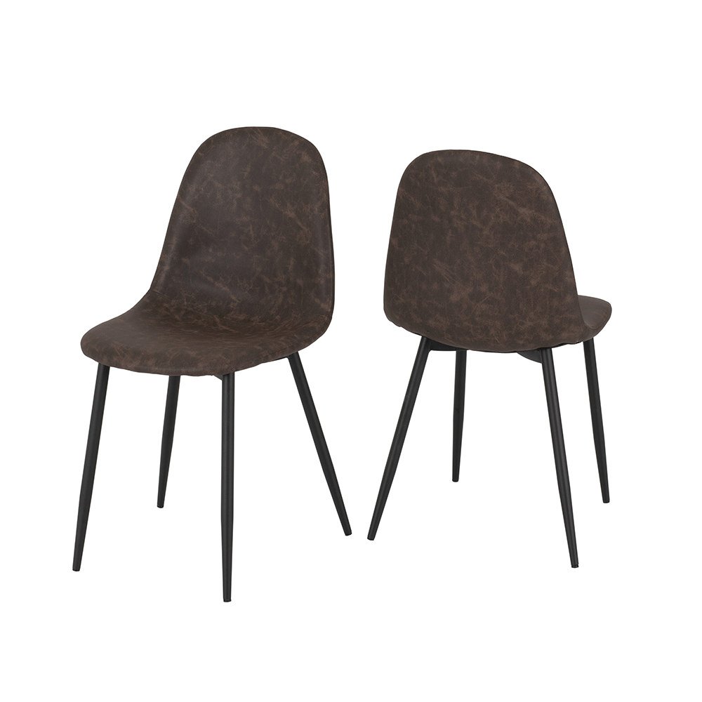 Athens Chair in Brown Faux Leather Box Of 2
