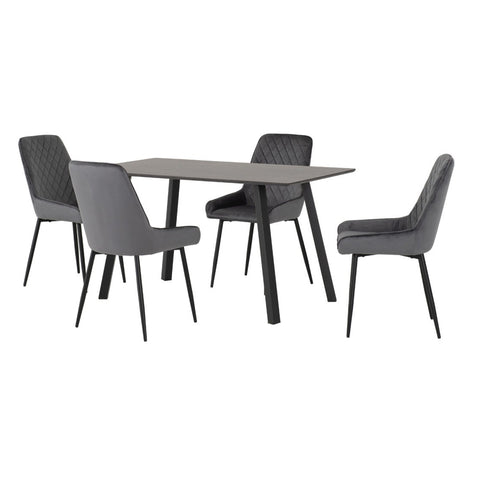 Berlin Dining Set with Avery Chairs Black Wood with 4 chairs