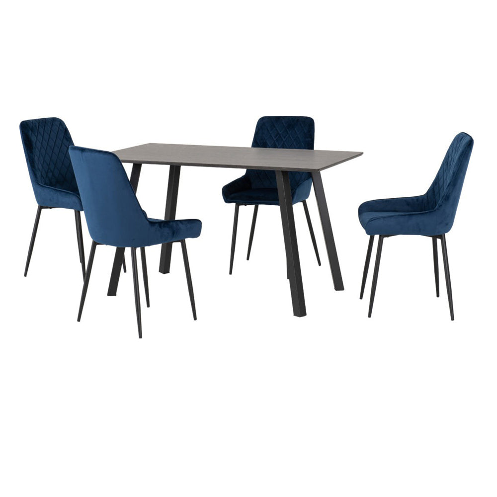 Berlin Dining Set with Avery Chairs Black Wood with 4 chairs
