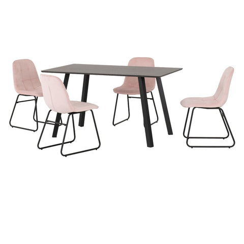 Berlin Dining Set with Lukas Chairs Black Wood with 4 chairs