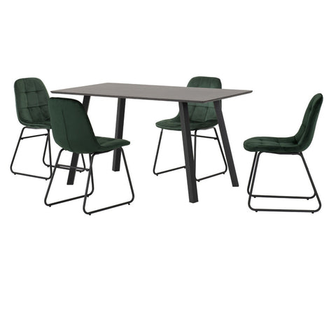 Berlin Dining Set with Lukas Chairs Black Wood with 4 chairs