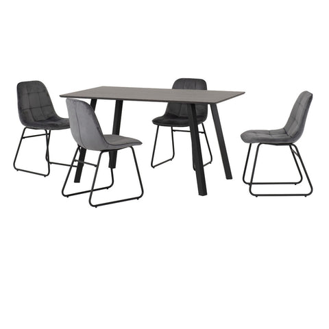 Berlin Dining Set with Lukas Chairs Black Wood with 4 chairs