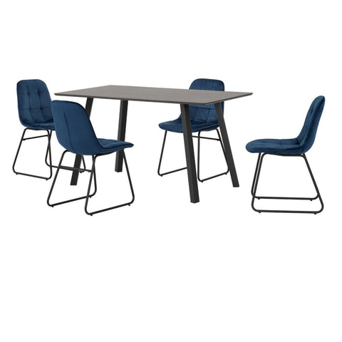 Berlin Dining Set with Lukas Chairs Black Wood with 4 chairs