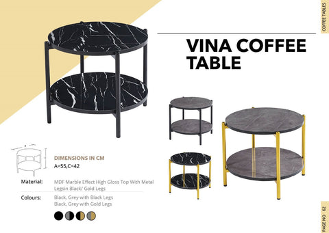 VINA COFFEE TABLE GOLD FRAME