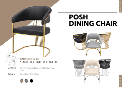 THE POSH DINING CHAIR Chrome Frame