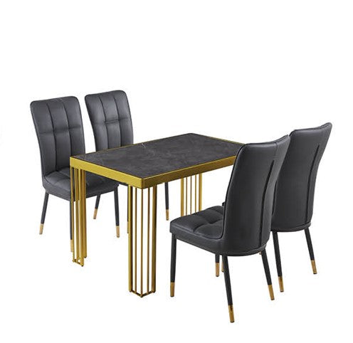 Windsor Dining Table Gold & Grey