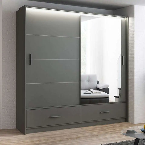 Marissa Slider Grey Wardrobe 208CM