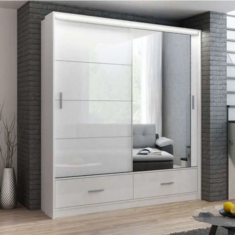 Marissa White Gloss Slider Wardrobe 208 cm