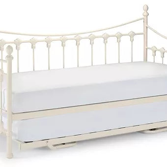 Versailles Stone White Metal Guest Day Bed and Trundle - 3ft Single