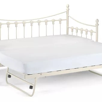 Versailles Stone White Metal Guest Day Bed and Trundle - 3ft Single
