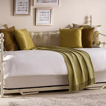 Versailles Stone White Metal Guest Day Bed and Trundle - 3ft Single