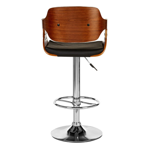 BLACK LEATHER EFFECT STOOL WITH RECTANGULAR BACK