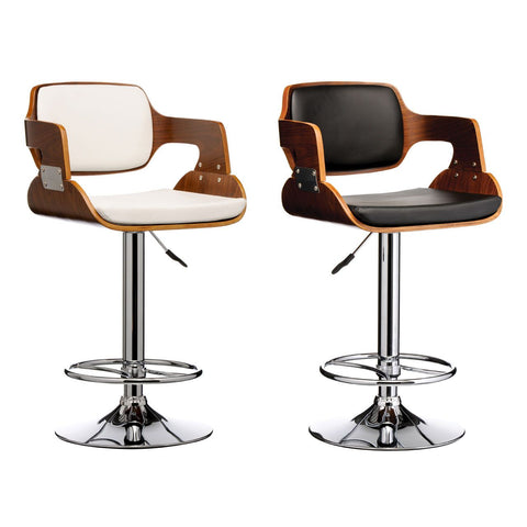 BLACK LEATHER EFFECT STOOL WITH RECTANGULAR BACK