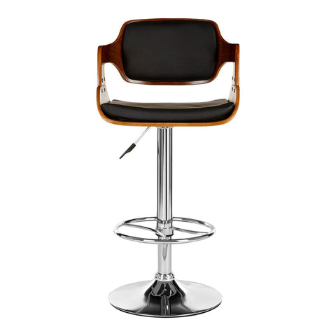 BLACK LEATHER EFFECT STOOL WITH RECTANGULAR BACK