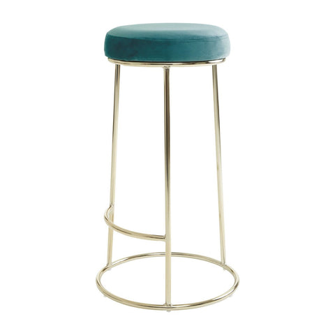 MANHATTAN GREEN VELVET TALL BAR STOOL 75cm High